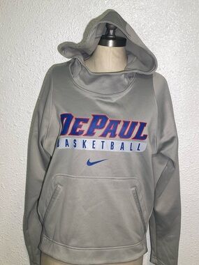 Nike Gray DePaul Basketball Hoodie with Blue and Red Logo size medium